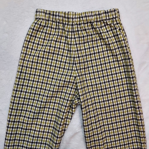 Brandy Melville Green Cream Black Plaid High Rise Straight Leg Pants - Picture 9 of 12